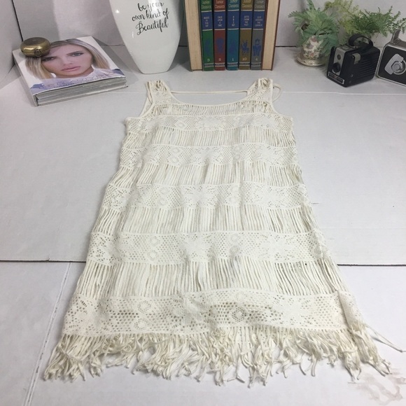 American Eagle Outfitters Dresses & Skirts - Crochet Fringe Mini Dress NWT | Boho Coastal Swim Coverup · American Eagle